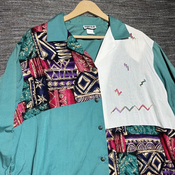 Vintage Bonnie Blair Women's Embroidered Light Button-Down Shirt Jacket Size L - Picture 3 of 16